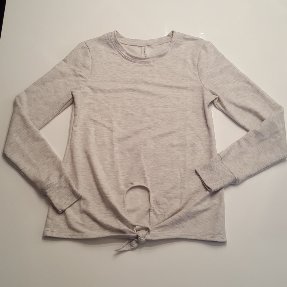 Ideology Light Grey Long Sleeve Tie Knot Top